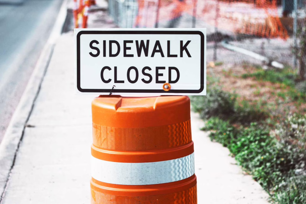 sidewalk and road closure